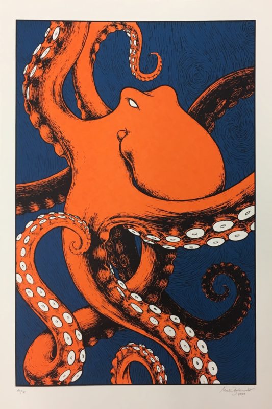 Oktopus Siebdruck Illustration