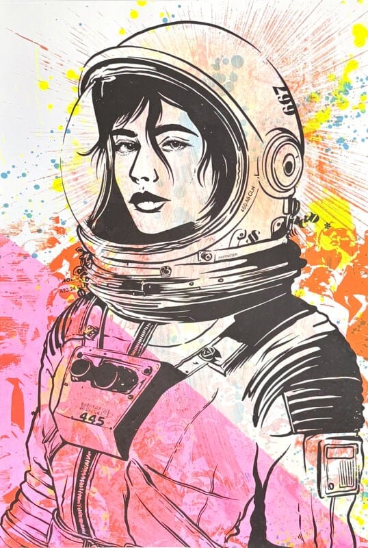 Astronautin Hand-Finished Multiple Siebdruck Unikat