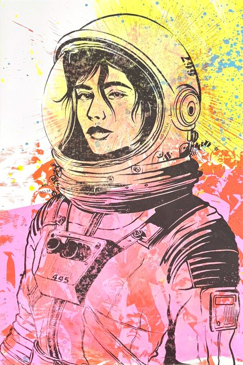 Astronautin Hand-Finished Multiple Siebdruck Unikat