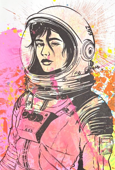 Astronautin Hand-Finished Multiple Siebdruck Unikat