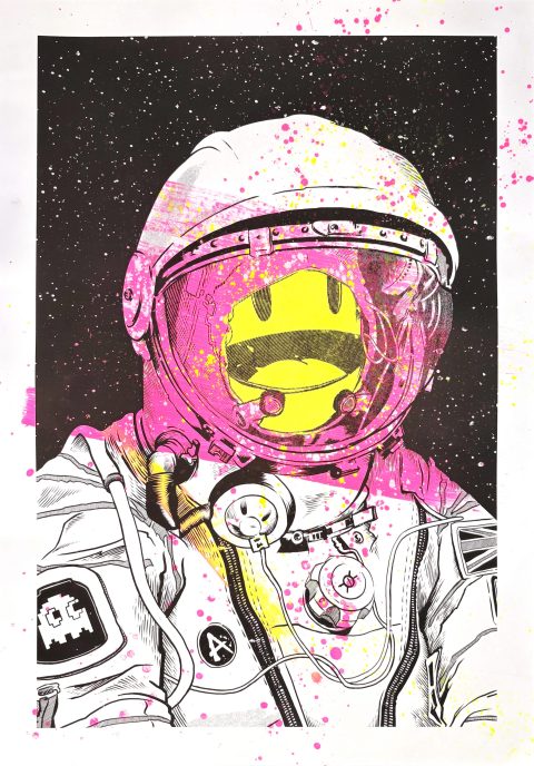 Pacmonaut Hand-Finished Multiple Siebdruck Unikat