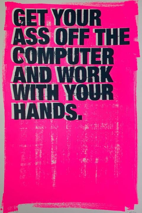 Siebdruck-get-your-ass-off-the-computer-antighost-screenprint-2